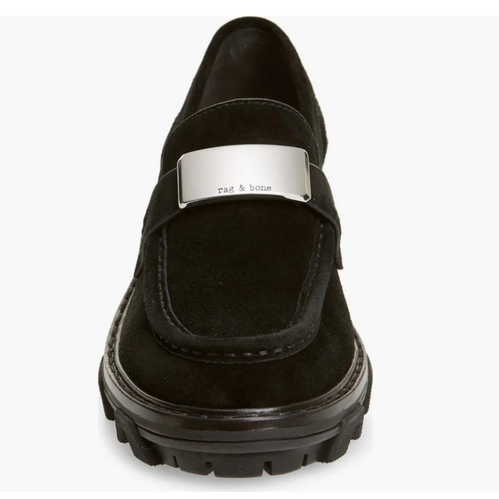 RAG & BONE  Shiloh 2.0 Loafers Lug Sole Black Suede